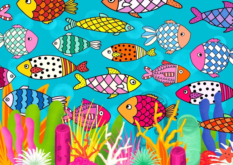legpuzzel gekleurde vissen - 1000 stukjes puzzelplezier. van Enjoy Puzzle, editie Meerkleurig – doos
