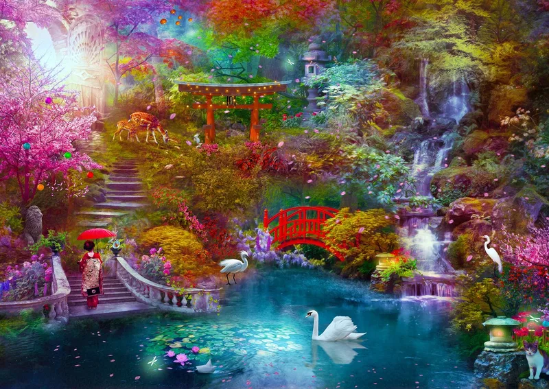 legpuzzel Japanese Garden 1000 stukjes rustgevend. de Enjoy Puzzle, édition Multicolore – boîte