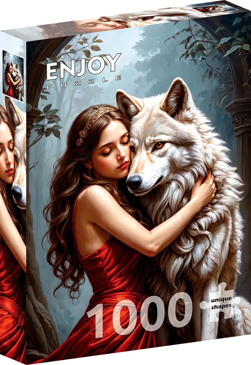 legpuzzel Lady and the Wolf 1000 stukjes dieren. van Enjoy Puzzle, editie Meerkleurig – doos