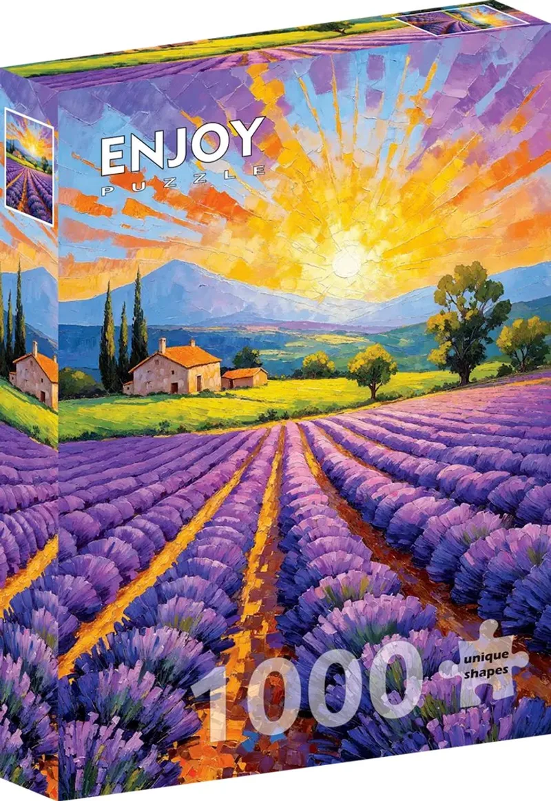 legpuzzel Lavender Sunset 1000 stukjes rustiek landschap. van Enjoy Puzzle, editie Meerkleurig – doos