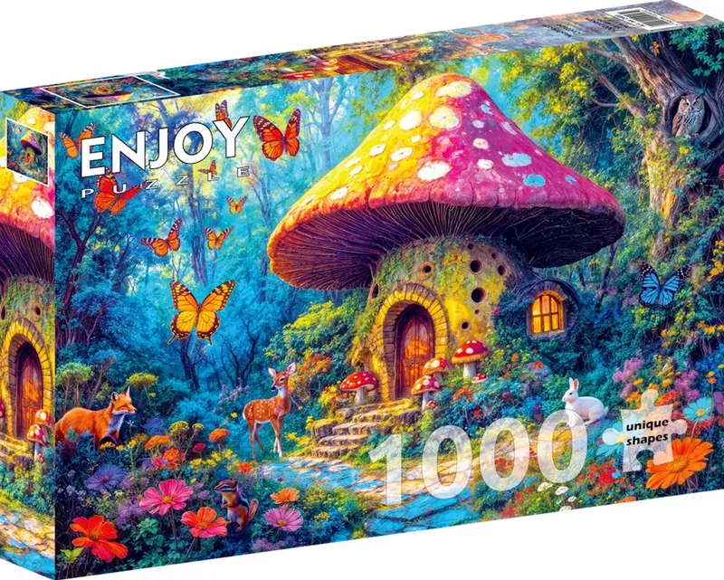 legpuzzel Mushroom Cottage 1000 stukjes bloemen. van Enjoy Puzzle, editie Meerkleurig – doos
