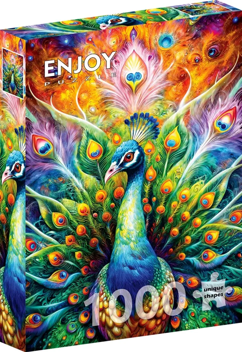 legpuzzel pauw Peacock Majesty 1000 stukjes kleurrijk. van Enjoy Puzzle, editie Goud – doos