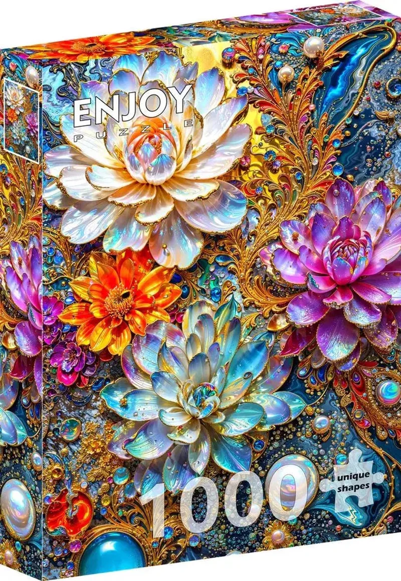 legpuzzel Pearlescent Waterlilies 1000 stukjes bloemen. van Enjoy Puzzle, editie Meerkleurig – doos