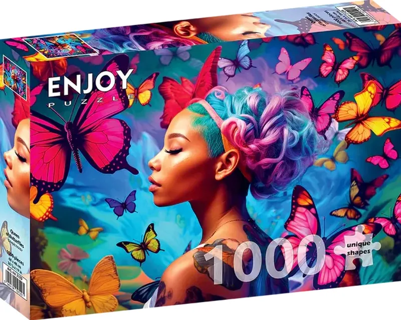 legpuzzel Queen of Butterflies - 1000 stukjes kleurrijk. van Enjoy Puzzle, editie Meerkleurig – doos