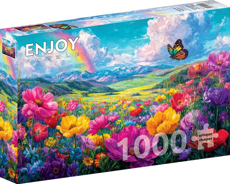 legpuzzel Rainbow Meadow 1000 stukjes kleurrijk karton. van Enjoy Puzzle, editie Meerkleurig – doos