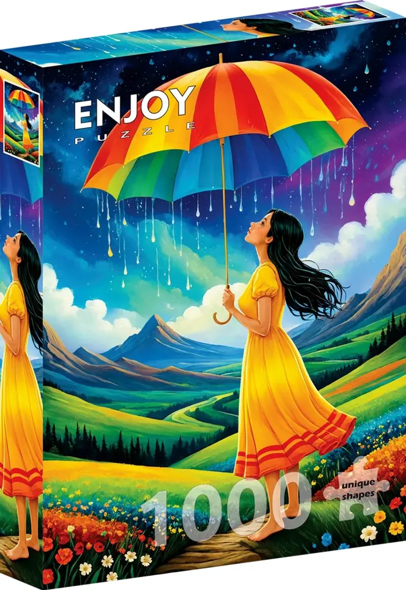 legpuzzel Rainbow Umbrella 1000 stukjes kleurrijk kunst. van Enjoy Puzzle, editie Meerkleurig – doos