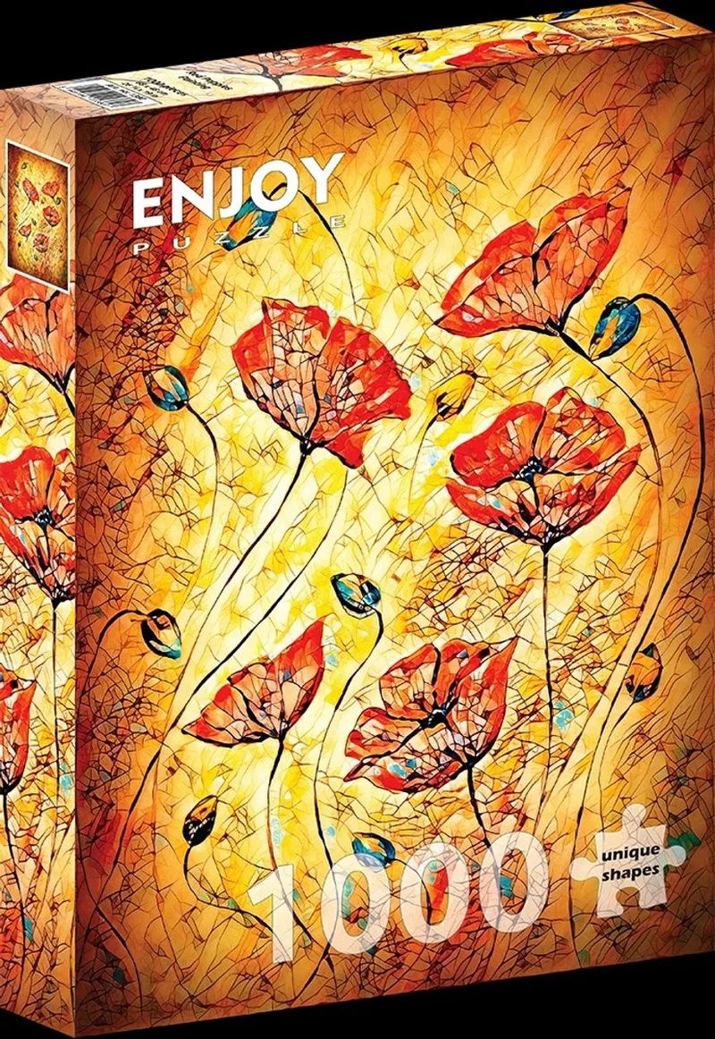 legpuzzel Red Poppies Painting - 1000 stukjes bloemen. van Enjoy Puzzle, editie Rood – doos