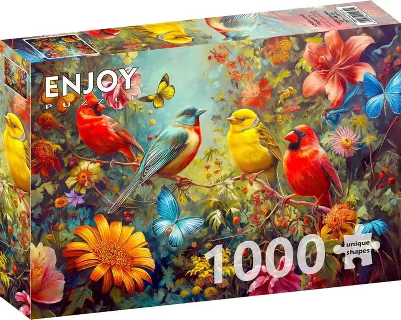 legpuzzel vogels en vlinders 1000 stukjes kleurrijk. van Enjoy Puzzle, editie Meerkleurig – doos