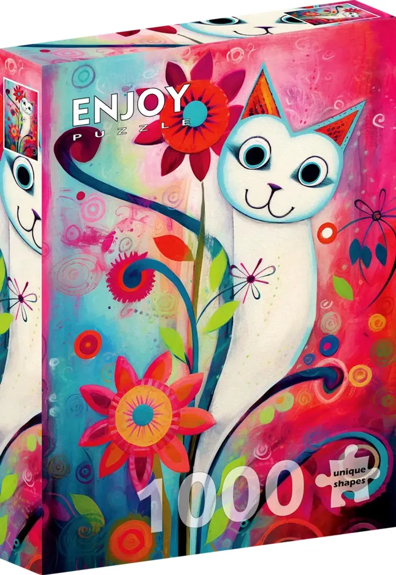 legpuzzel witte kat 1000 stukjes dierenpuzzel. van Enjoy Puzzle, editie Meerkleurig – doos