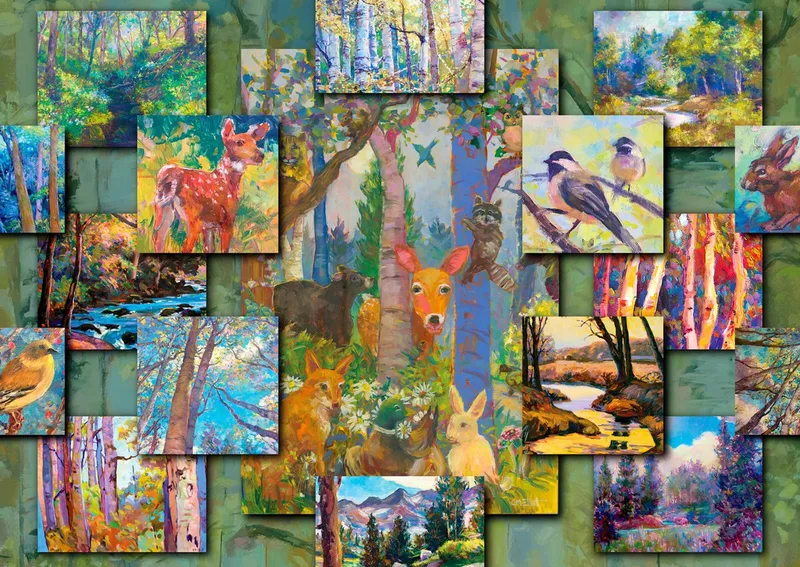 legpuzzel Woodland Collage - 1000 stukjes puzzelplezier. van Enjoy Puzzle, editie Meerkleurig – doos