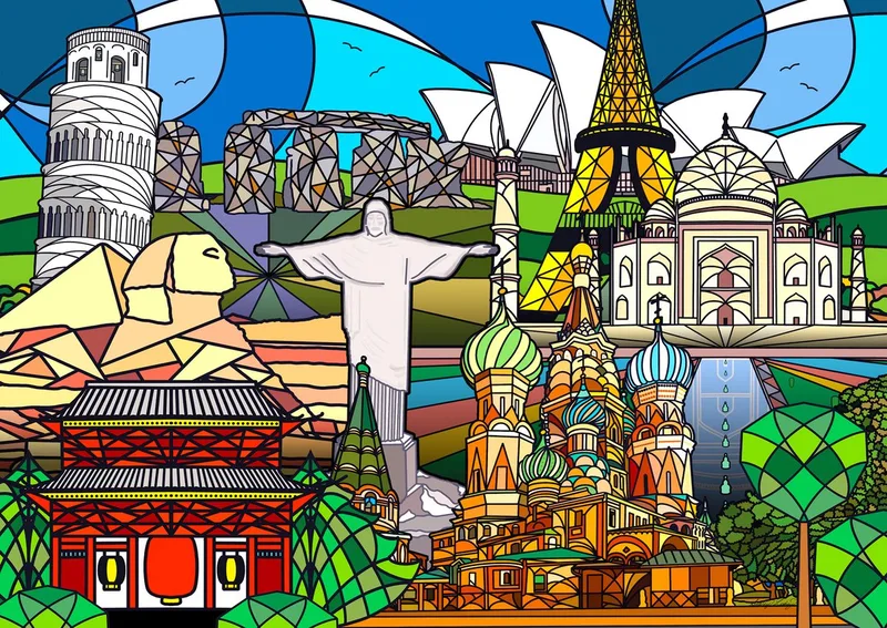 legpuzzel World Landmarks 1000 stukjes volwassenen. van Enjoy Puzzle, editie Meerkleurig – doos