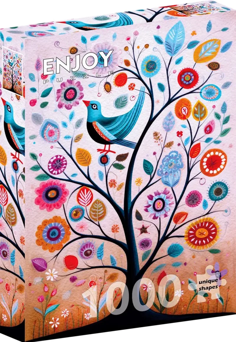 May the Bluebird of Happiness Fly Into Your Tree (1000). van Enjoy Puzzle, editie Meerkleurig – doos