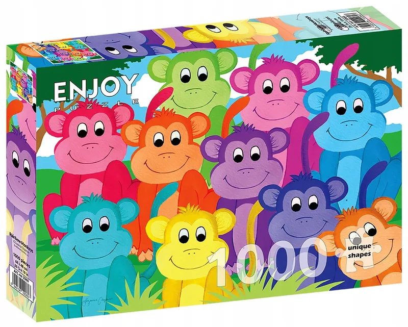 Merkloos Puzzel 1000 Stukjes - Kleurrijke Apen de Enjoy Puzzle, édition Multicolore – boîte
