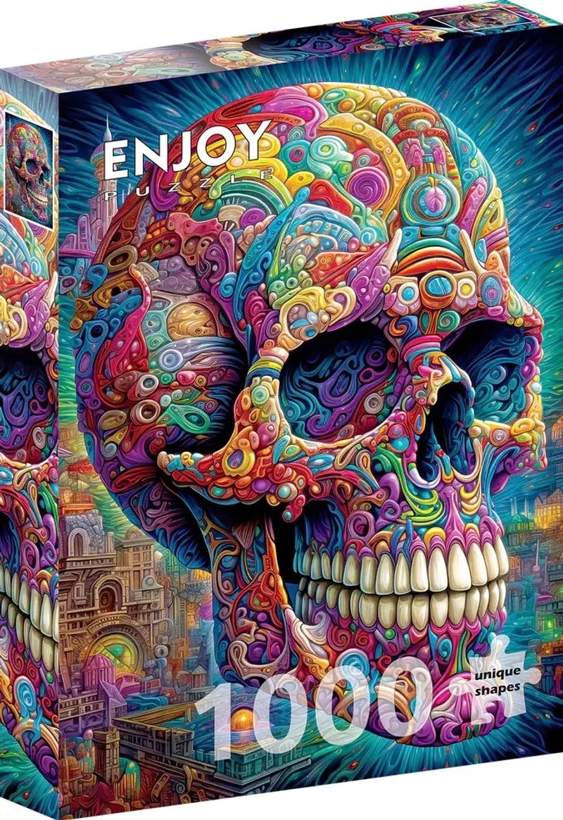 puzzel 1000 stukjes Quirky Skull - educatief spel. van Enjoy Puzzle, editie Meerkleurig – doos