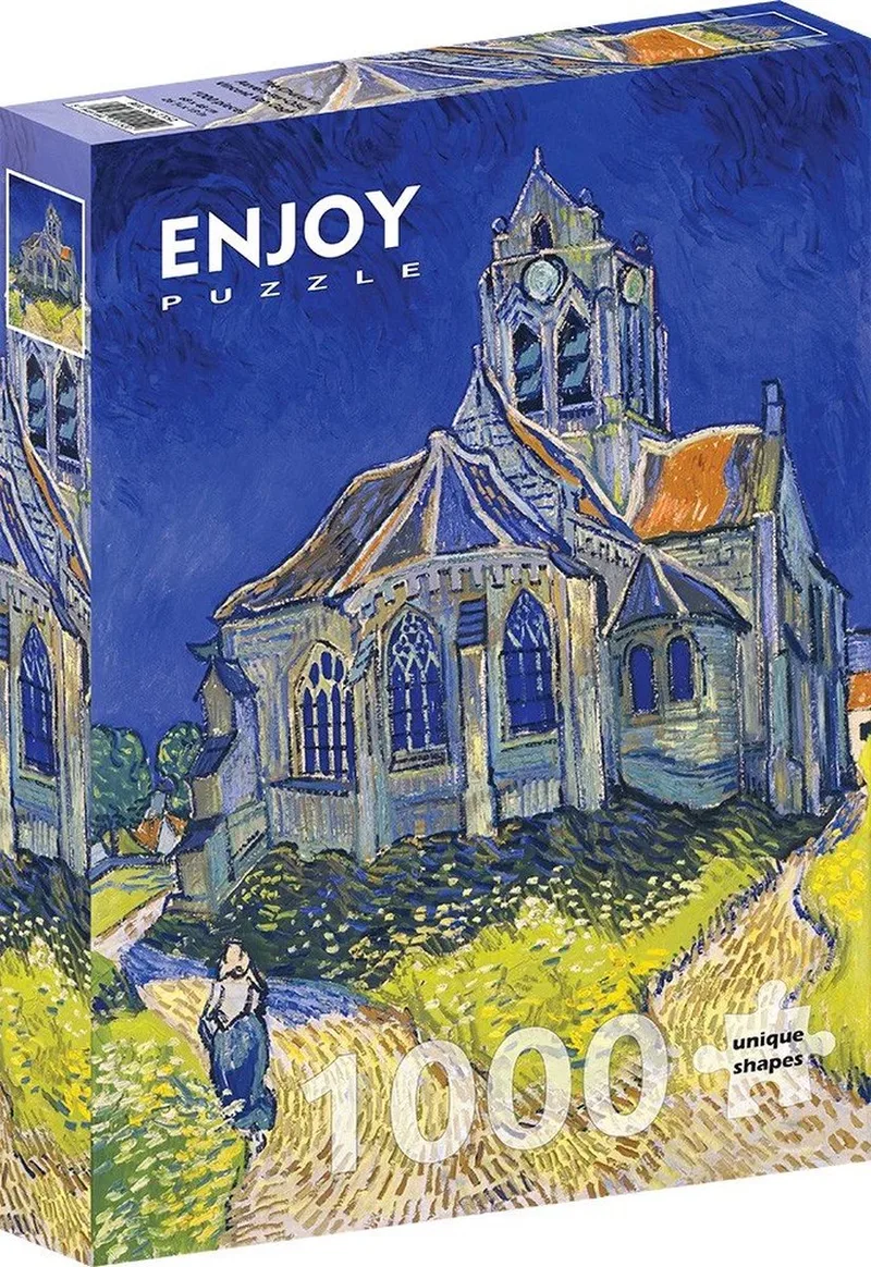 puzzel Vincent Van Gogh - The Church in Auvers-sur-Oise 1000 stukjes. från Enjoy Puzzle, utgåva Flerfärgad – kartong