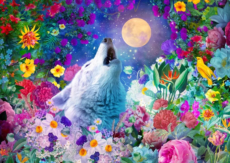 Wolf Moon Puzzel 1000 Stukjes från Enjoy Puzzle, utgåva Flerfärgad – kartong