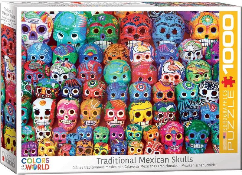 1000-delige Puzzel: Traditionele Mexicaanse Schedels van Eurographics, editie Meerkleurig – doos