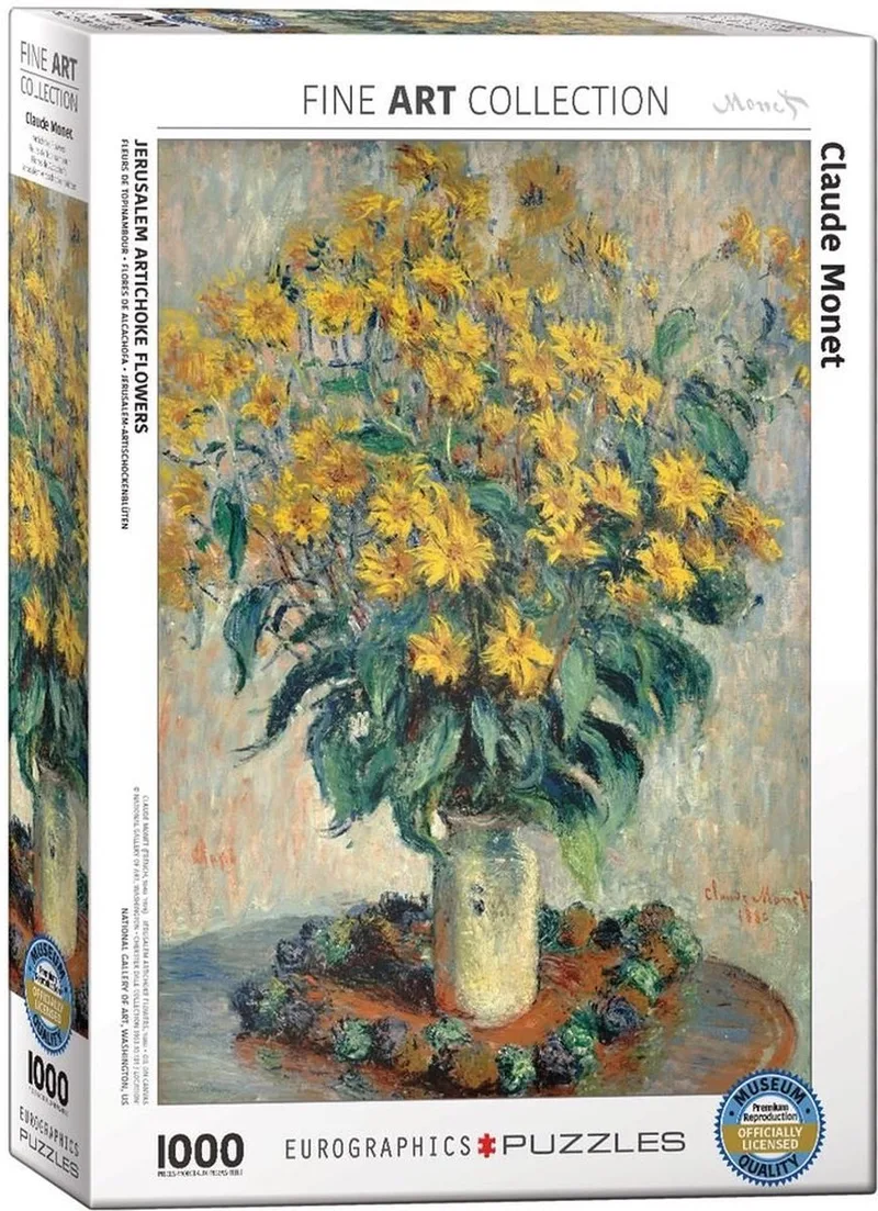 Aardpeerbloemen [Topinambours] - Claude Monet - 1000 stukjes 48×68cm (b×h) - Fine Art Legpuzzel van Eurographics, editie Meerkleurig – doos