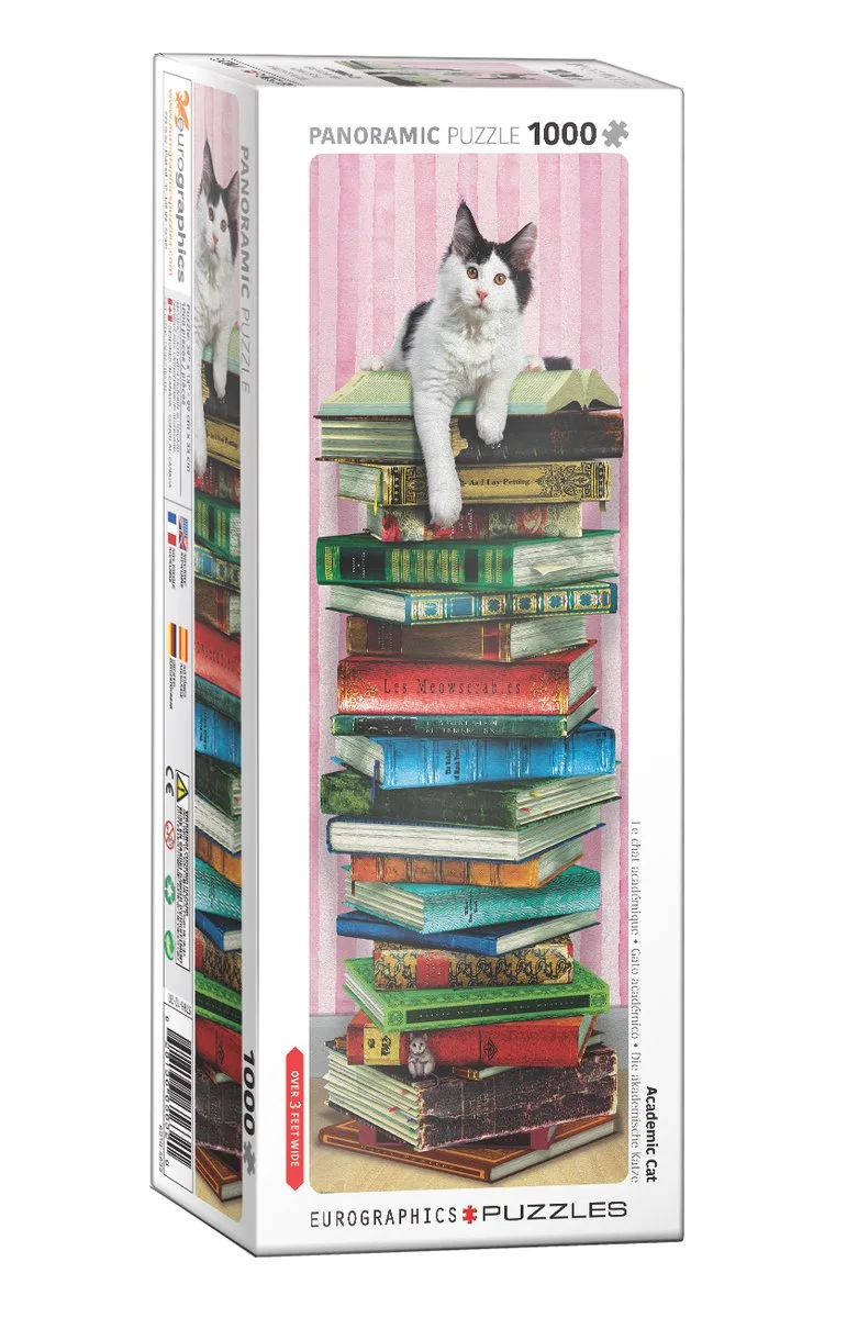 Academische kat [Academic Cat] - 1000 stukjes 32×96cm (b×h) - Panorama Legpuzzel fra Eurographics, Flerfarvet-udgave – æske