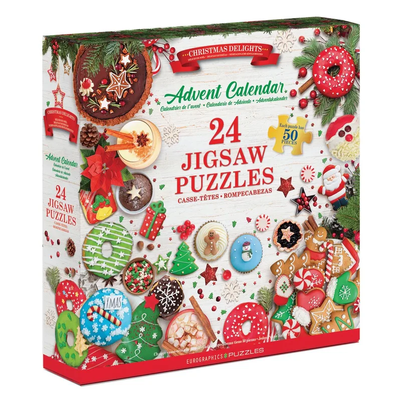 Adventskalender, [Advent Calendar, Christmas Delights] - 24×50 stukjes 12,5×12,5cm (b×h) - Adventskalender fra Eurographics, Flerfarvet-udgave – æske