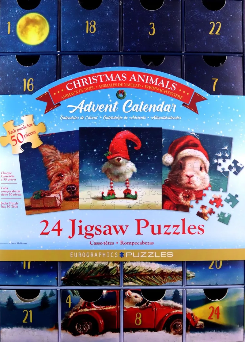 Adventskalender, Heffernan Kerstmis [Advent Calendar, Heffernan Christmas] - Lucia Heffernan - 24×50 stukjes 12,5×12,5cm (b×h) - Puzzels fra Eurographics, Flerfarvet-udgave – æske