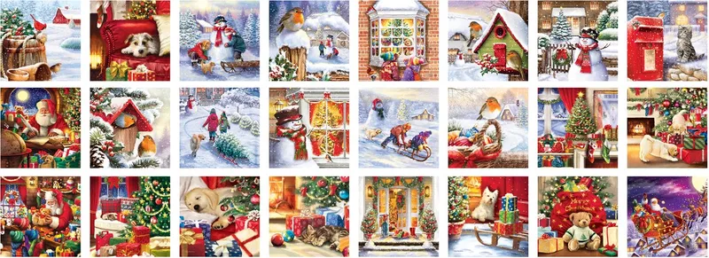 Adventskalender, Kerstherinnering [Advent Calendar, Christmas Memories] - Simon Treadwell - 24×50 stukjes 12,5×12,5cm (b×h) - Adventskalender fra Eurographics, Flerfarvet-udgave – æske