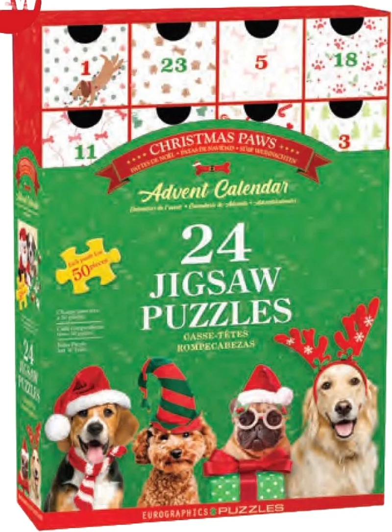 Adventskalender, Kerstpootjes [Advent Calendar, Christmas Paws] - 24×50 stukjes 12,5×12,5cm (b×h) - Adventskalender from Eurographics, Multicolour edition – box