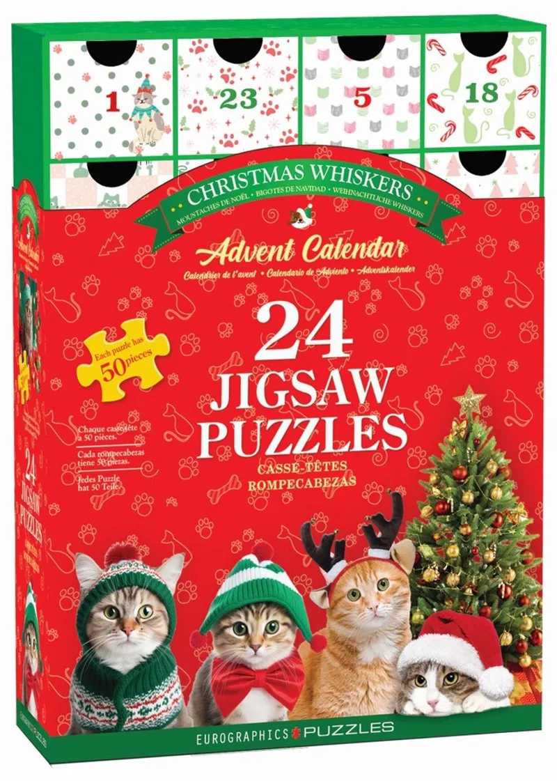 Adventskalender, Kerstsnorren [Advent Calendar, Christmas Whiskers] - 24×50 stukjes 12,5×12,5cm (b×h) - Adventskalender from Eurographics, Multicolour edition – box