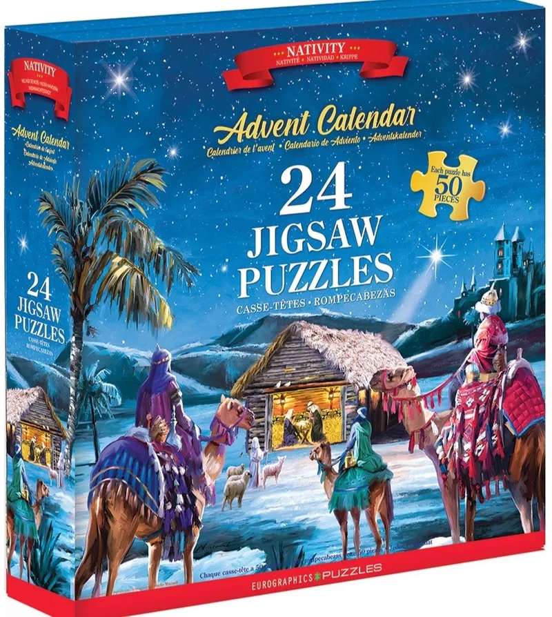Adventskalender, Kerststal [Advent Calendar, Nativity] - Macneil Studio - 24×50 stukjes 12,5×12,5cm (b×h) - Adventskalender van Eurographics, editie Meerkleurig – doos