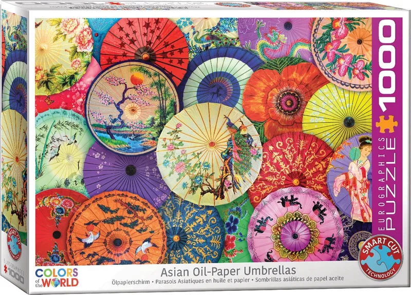 Aziatische papieren paraplu's [Asian Oil Paper Umbrellas] - 1000 stukjes 68×48cm (b×h) - Legpuzzel from Eurographics, Multicolour edition – box