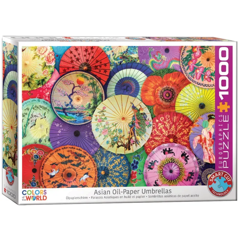 Aziatische papieren paraplu's [Asian Oil Paper Umbrellas] - 1000 stukjes 68×48cm (b×h) - Legpuzzel de Eurographics, édition Multicolore – boîte 2 sur 2