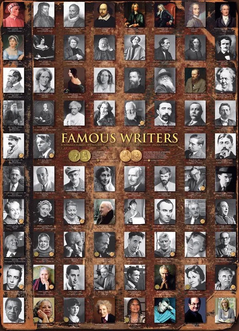 Bekende Schrijvers [Famous Writers] - 1000 stukjes 48×68cm (b×h) - Legpuzzel van Eurographics, editie Meerkleurig – doos