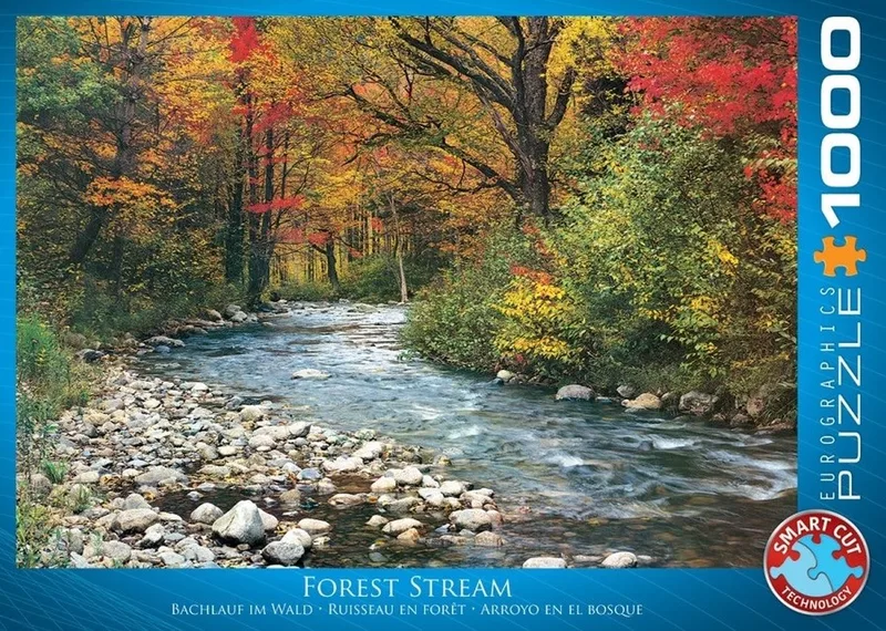 Bosbeek [Forest Stream] - 1000 stukjes 68×48cm (b×h) - Legpuzzel van Eurographics, editie Meerkleurig – doos
