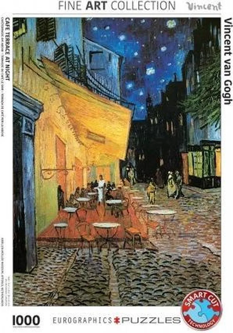 Caféterras bij Nacht - Vincent Van Gogh - 1000 stukjes 48×68cm (b×h) - Fine Art Legpuzzel van Eurographics, editie Meerkleurig – doos