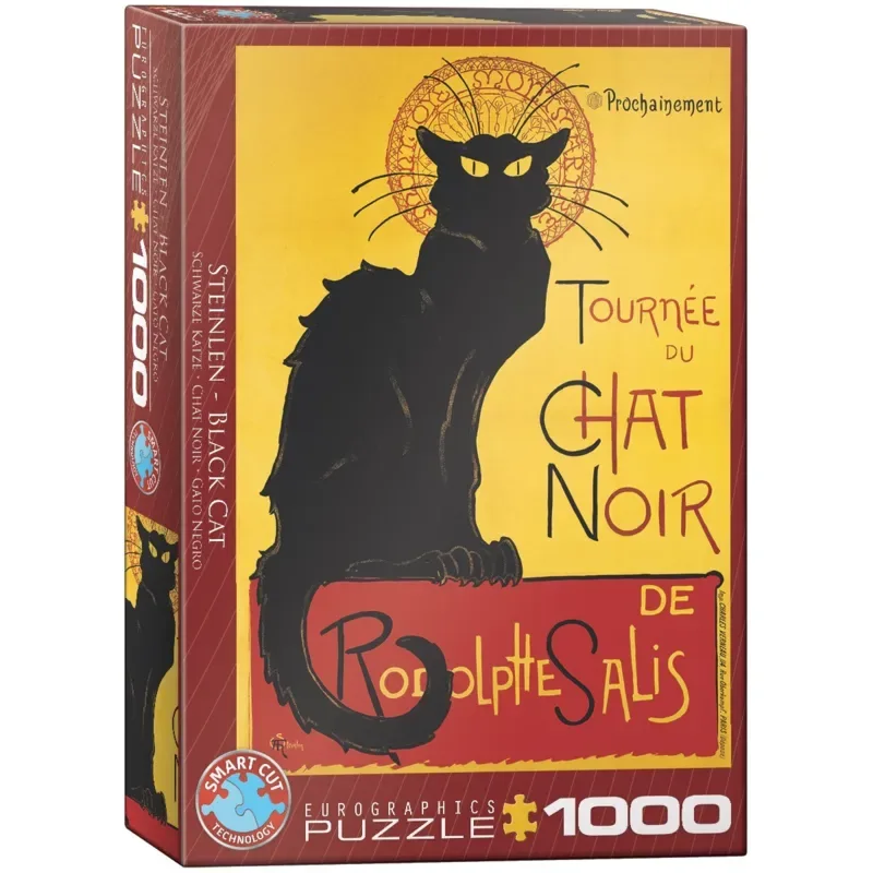 Chat Noir - Theophile Alexandre Steinlen - 1000 stukjes 48×68cm (b×h) - Fine Art Legpuzzel from Eurographics, Multicolour edition – box 2 of 2