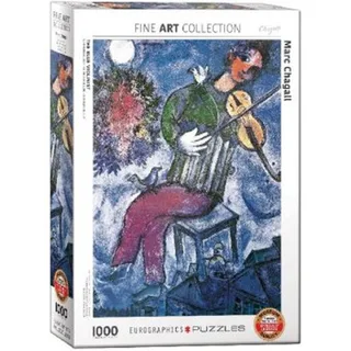 De blauwe violist [Le Violoniste Bleu] - Marc Chagall - 1000 stukjes 48×68cm (b×h) - Fine Art Legpuzzel van Eurographics, editie Meerkleurig – doos 1 van 2
