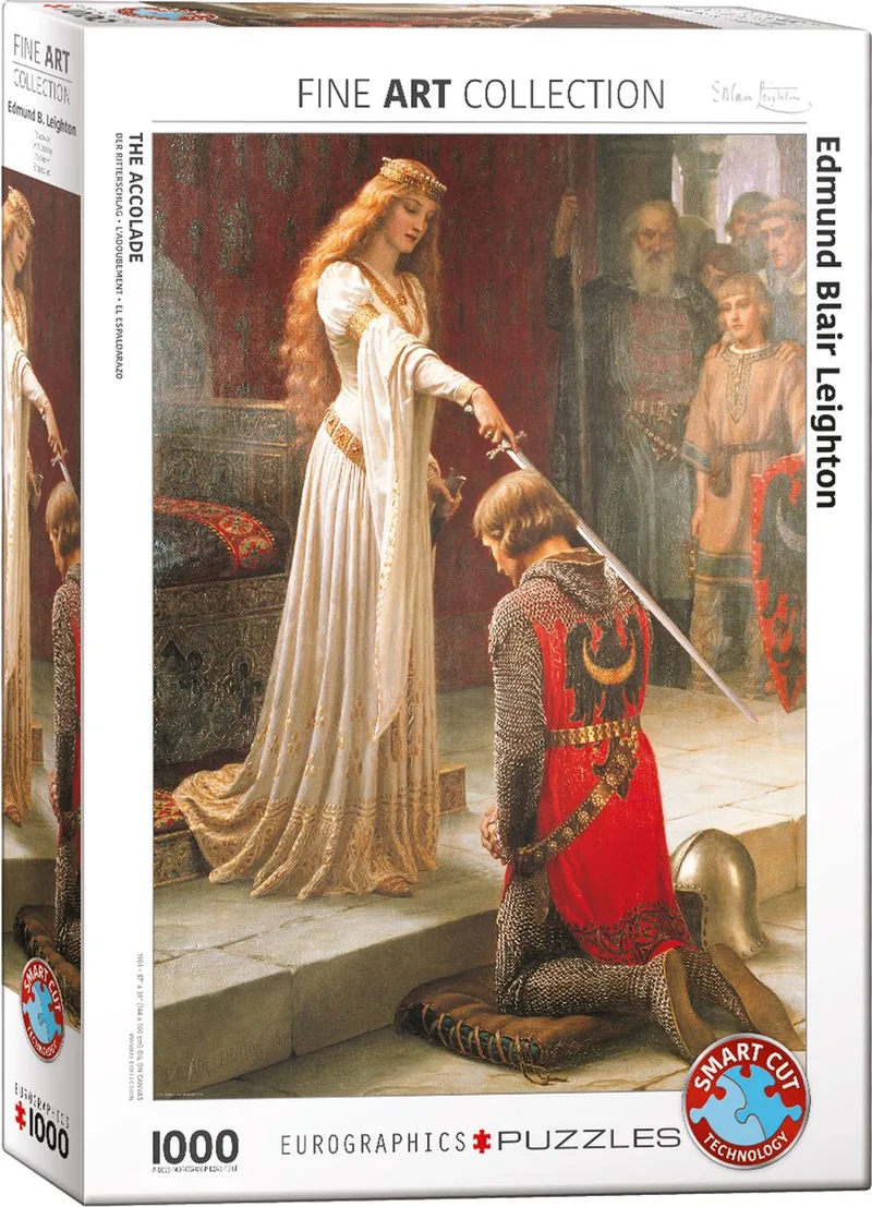 De ceremonie van de Ridderschap [The Accolade] - Edmund Blair Leighton - 1000 stukjes 48×68cm (b×h) - Fine Art Legpuzzel van Eurographics, editie Edmund Blair Leighton – The Accolade – doos