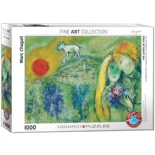 De geliefden van Venetië [Les Amoureux de Venise] - Marc Chagall - 1000 stukjes 68×48cm (b×h) - Fine Art Legpuzzel fra Eurographics, Flerfarvet-udgave – æske 2 af 2