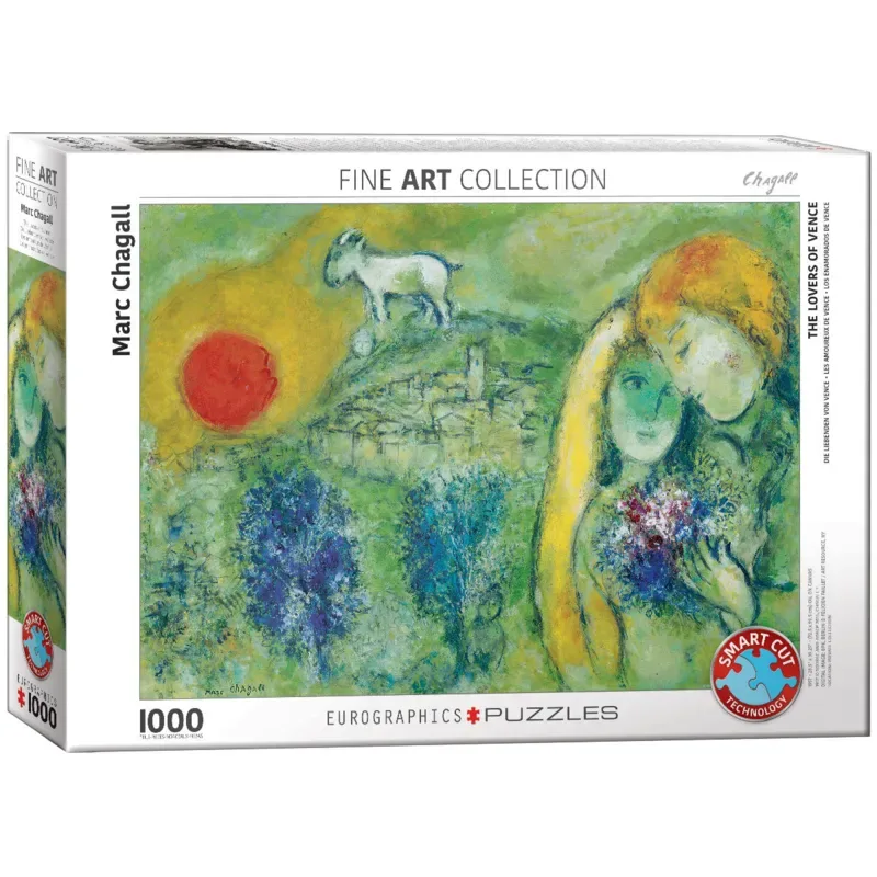 De geliefden van Venetië [Les Amoureux de Venise] - Marc Chagall - 1000 stukjes 68×48cm (b×h) - Fine Art Legpuzzel fra Eurographics, Flerfarvet-udgave – æske 2 af 2