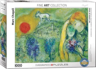 De geliefden van Venetië [Les Amoureux de Venise] - Marc Chagall - 1000 stukjes 68×48cm (b×h) - Fine Art Legpuzzel fra Eurographics, Flerfarvet-udgave – æske 1 af 2