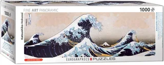 De Grote golf bij Kanagawa (Uitgebreid ten opzichte van het origineel) [神奈川沖浪裏 Kanagawa-oki nami ura] - Katsushika Hokusai - 1000 stukjes 96×32cm (b×h) - Fine Art Panorama Legpuzzel fra Eurographics, Panorama 1000 stukjes Editie-udgave – æske 2 af 2