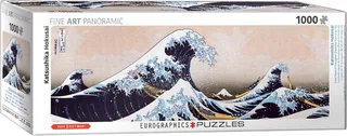 De Grote golf bij Kanagawa (Uitgebreid ten opzichte van het origineel) [神奈川沖浪裏 Kanagawa-oki nami ura] - Katsushika Hokusai - 1000 stukjes 96×32cm (b×h) - Fine Art Panorama Legpuzzel fra Eurographics, Panorama 1000 stukjes Editie-udgave – æske 1 af 2
