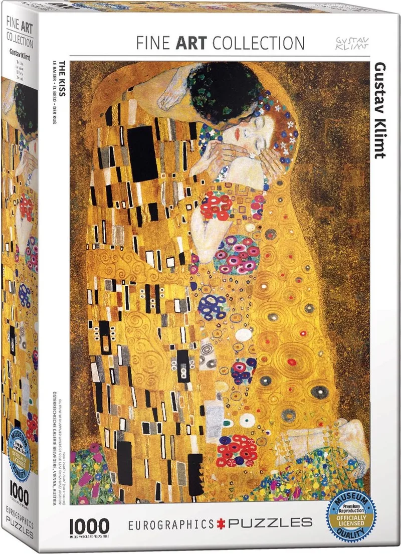 De Kus [Der Kuss] - Gustav Klimt - 1000 stukjes 48×68cm (b×h) - Fine Art Legpuzzel from Eurographics, Multicolour edition – box