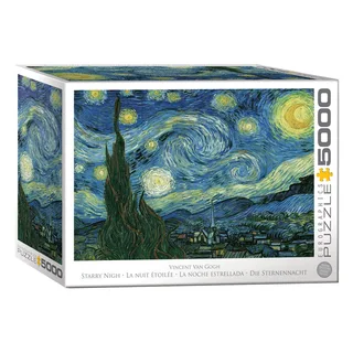 De Sterrennacht - Vincent Van Gogh - 5000 stukjes 101,5×152,5cm (b×h) - Fine Art Legpuzzel fra Eurographics, Flerfarvet-udgave – æske 1 af 2