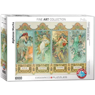 De Vier Seizoenen [Les Quatre Saisons] - Alphonse Maria Mucha - 1000 stukjes 68×48cm (b×h) - Fine Art Legpuzzel from Eurographics, Multicolour edition – box 2 of 2