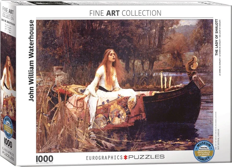 De vrouw van Shalott [The Lady of Shalott] - John William Waterhouse - 1000 stukjes 68×48cm (b×h) - Legpuzzel van Eurographics, editie John William Waterhouse – The Lady of Shalott – doos