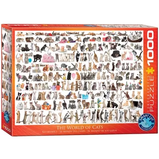 De Wereld van Katten [The World of Cats] - 1000 stukjes 68×48cm (b×h) - Legpuzzel fra Eurographics, Flerfarvet-udgave – æske 2 af 2