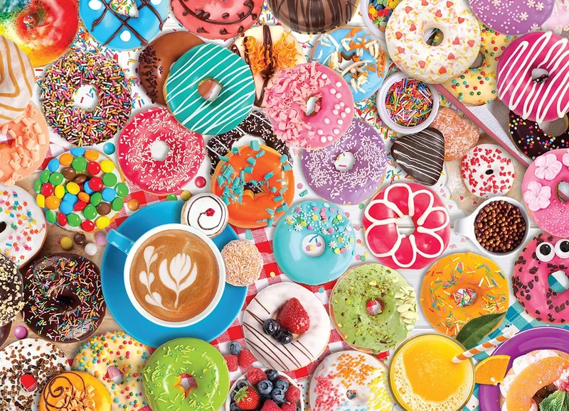 Donut Party - 1000 stukjes 68×48cm (b×h) - Legpuzzel de Eurographics, édition Multicolore – boîte