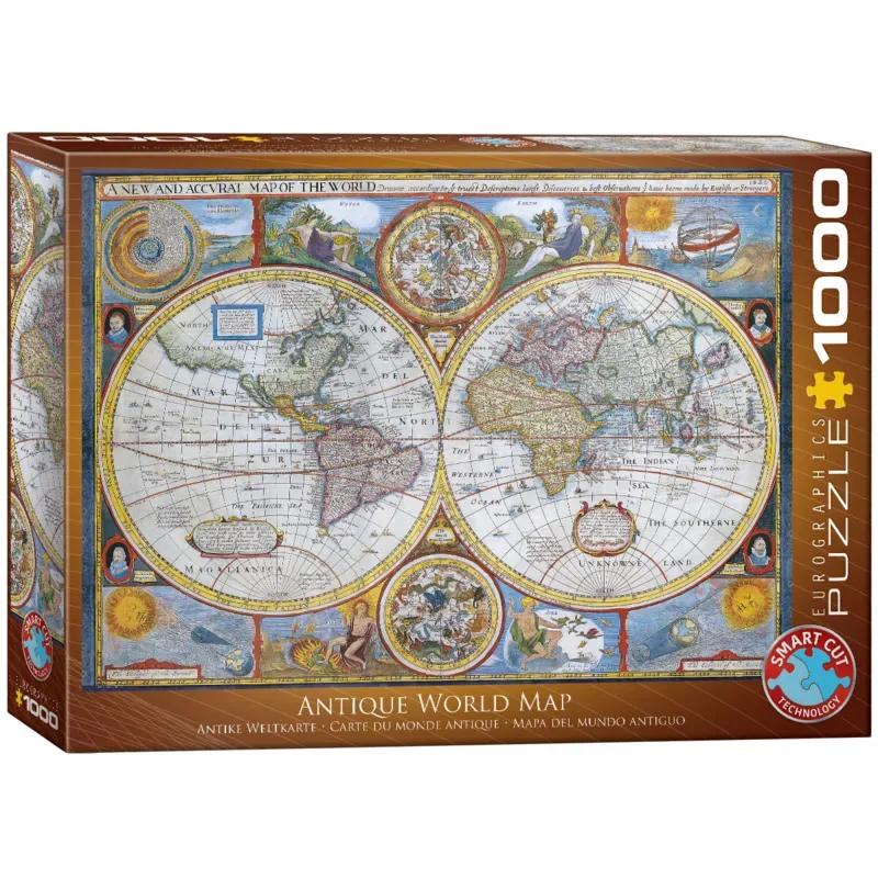 Een nieuwe en nauwkeurige kaart van de wereld [A New and Accurat Map of the World] - John Speed - 1000 stukjes 68×48cm (b×h) - Cartografrie Legpuzzel van Eurographics, editie Meerkleurig – doos 2 van 2