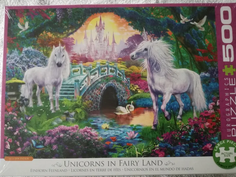Eenhoorns in Sprookjesland [Unicorns in Fairy Land] - 500XL stukjes 68×48cm (b×h) - Legpuzzel from Eurographics, Multicolour edition – box
